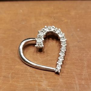 **Sold**Sterling Silver Diamond Heart Pendant.